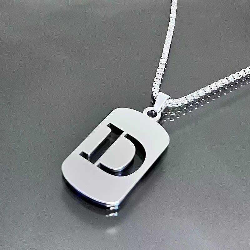 26-Letter English Alphabet Necklace Titanium Steel Necklace Male And Female Student Couple Clothing Accessories Niche Design Simple And Versatile - Image 5